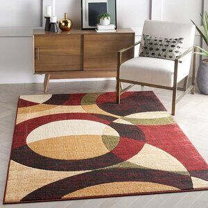 New 5x7 Washable Boho Floral Area Rug, Vintage Non-Slip Carpet for Home & Office